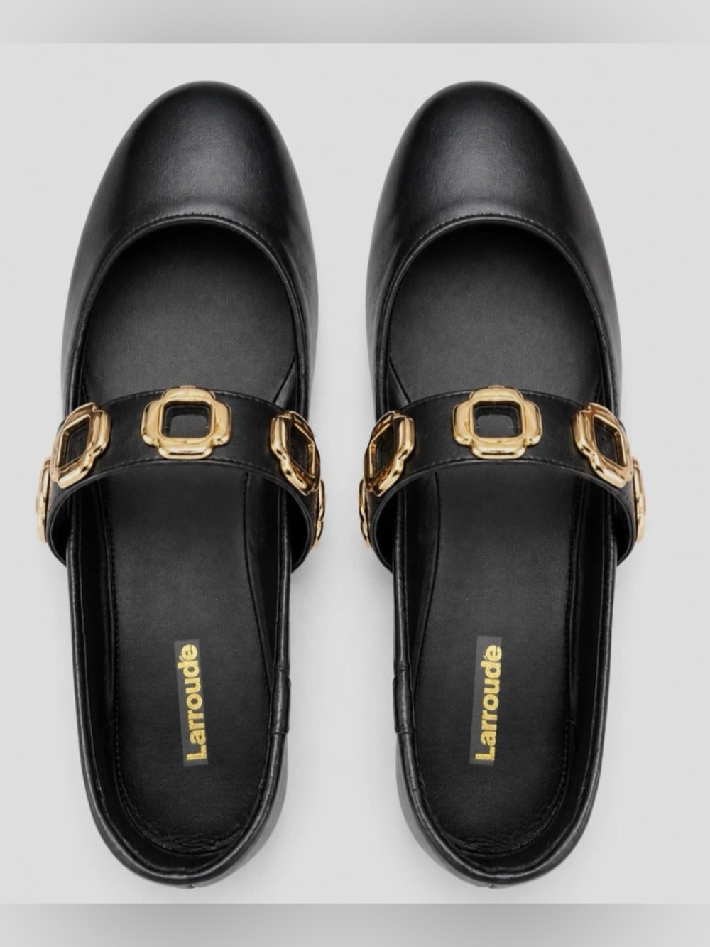 Only Worn Once! Larroude Milan Ballet Flat in Black Leather